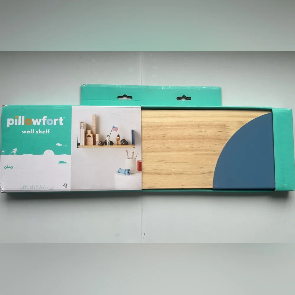 Wood Kids' Shelf with Metal Brackets Blue - Pillowfort™